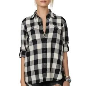 Denim & Supply RALPH LAUREN RL Surplus Black White Buffalo Plaid Shirt Women S